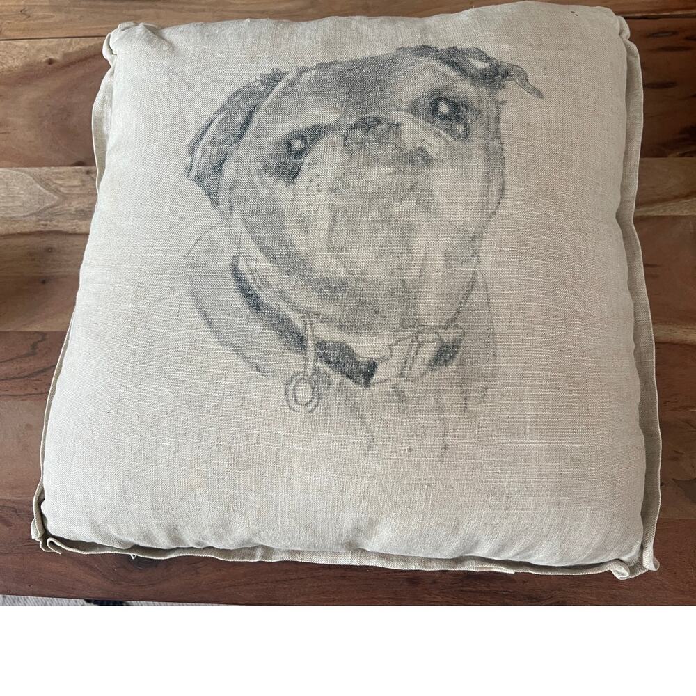 Throw Pillow Accent Feather pug Charles Fradin linen Oprah Favorite Things Dog